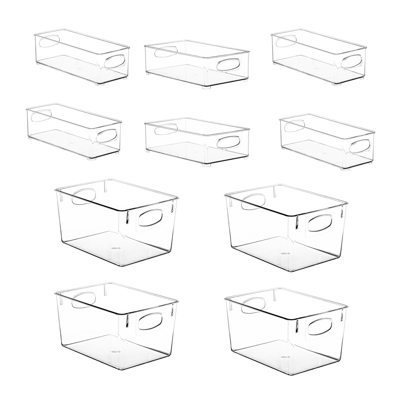 Sorbus Clear Plastic Fridge Organizer Bins, Versatile Kitchen, Cabinet, Food Pantry, Bathroom, Refrigerator Organization & Storage, Set of 10 Container Holders with Handles (4 Large 2 Medium 4 Small)